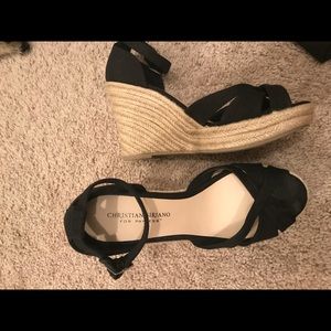 Black Christian Siriano Espadrille Wedge Sandal